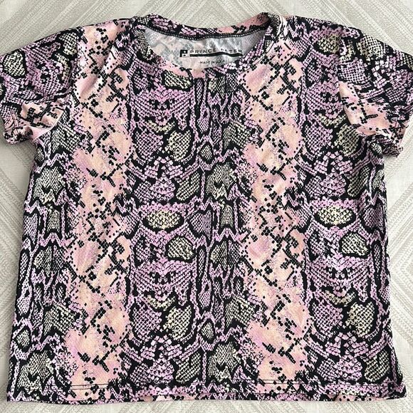 Prince Peter Collection Pink and Black Snake Print Short Sleeve Tee - Size S - Picture 1 of 6
